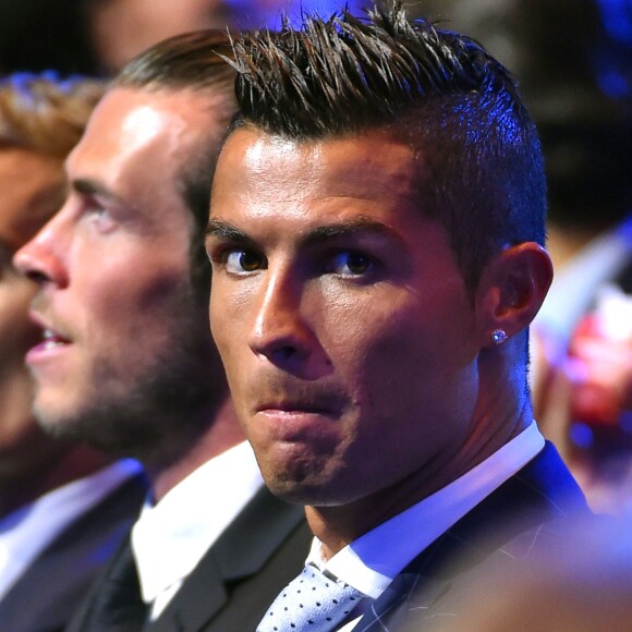 Cristiano Ronaldo, Gareth Bale et Antoine Griezmann lors du tirage au sort de l'UEFA Champions League à Monaco, le 25 août 2016. © Bruno Bebert/Bestimage