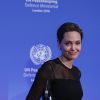 Angelina Jolie, envoyée spéciale de l'ONU, s'exprime à la Lancaster House à Londres lors de la conférence "UN Peacekeeping" le 8 septembre 2016.