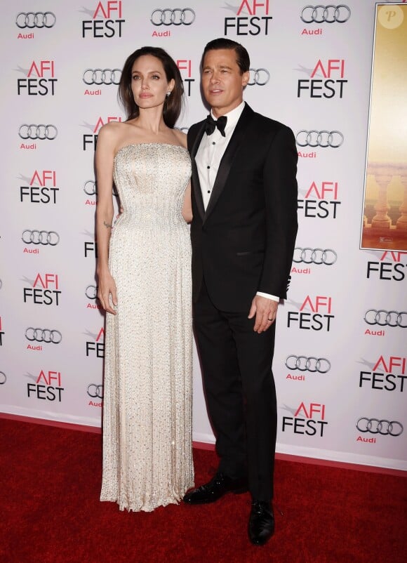 Angelina Jolie et son mari Brad Pitt à la Première de "By the Sea" à Los Angeles le 5 novembre 2015 dans le cadre de l'Audi Opening Night Gala.