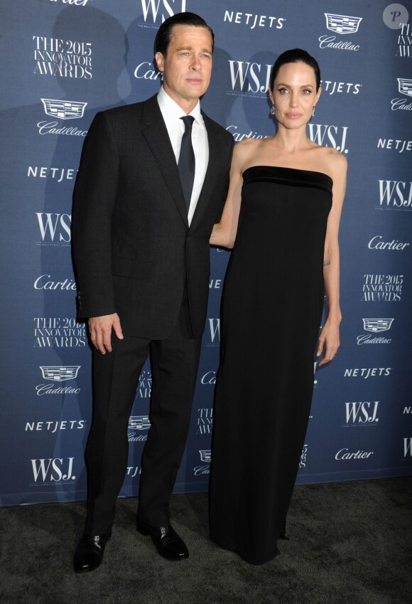 Brad Pitt et sa femme Angelina Jolie aux WSJ magazine Innovator Awards à New York le 4 novembre 2015.