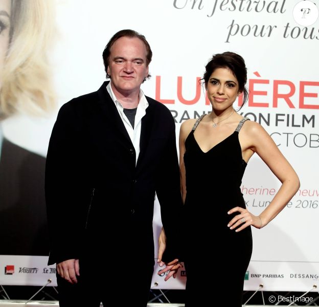 Quentin Tarantino et Daniella Pick au photocall de la cérémonie d'ouverture du 8ème festival Lumière de Lyon, le 8 octobre 2016. © Dominique Jacovides/Bestimage