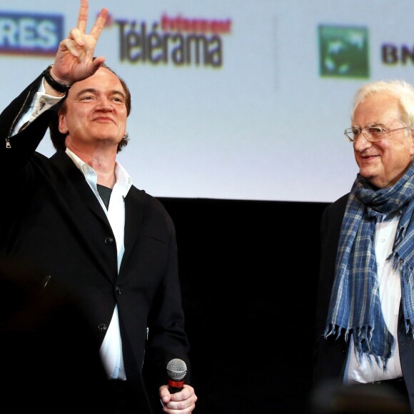 Quentin Tarantino et Bertrand Tavernier à la cérémonie d'ouverture du 8ème festival Lumière de Lyon, le 8 octobre 2016. © Dominique Jacovides/Bestimage