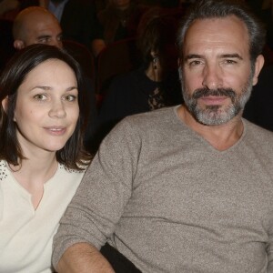 Nathalie Péchalat avec son compagnon Jean Dujardin à la générale de la pièce "L'être ou pas" au Théâtre Antoine à Paris le 21 mars 2016.