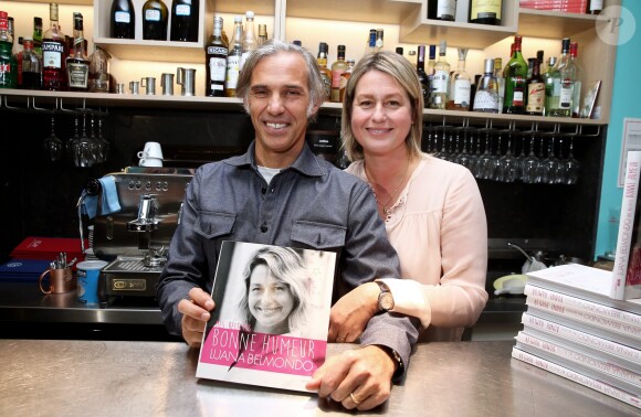 Paul et Luana Belmondo - A l'occasion du lancement de son nouveau livre "Mes recettes bonne humeur" (Editions du Cherche Midi), Luana Belmondo a réuni ses proches et amis épicuriens autour d'un Aperitivo concocté par le Chef Denny Imbroisi (Restaurant IDA) à Paris, le 13 Octobre 2016. © Dominique Jacovides/Bestimage