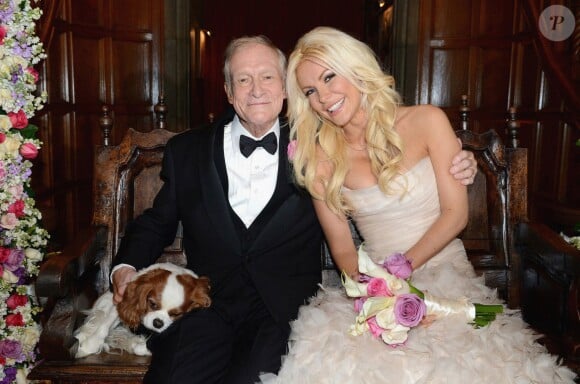 Hugh Hefner (86 ans), patron de Playboy a epouse Crystal Harris (26 ans) dans le cadre d'une ceremonie intime à la celebre Playboy Mansion a Los Angeles le 31 Decembre 2012.