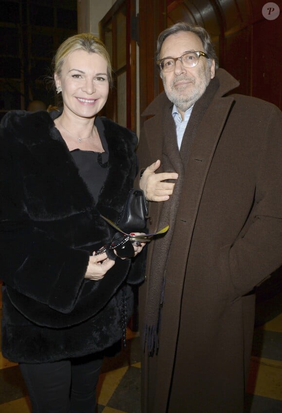 Nonce Paolini et sa femme Catherine Falgayrac - Générale de la pièce "Tout à Refaire" au théâtre de la Madeleine à Paris, le 8 février 2016.