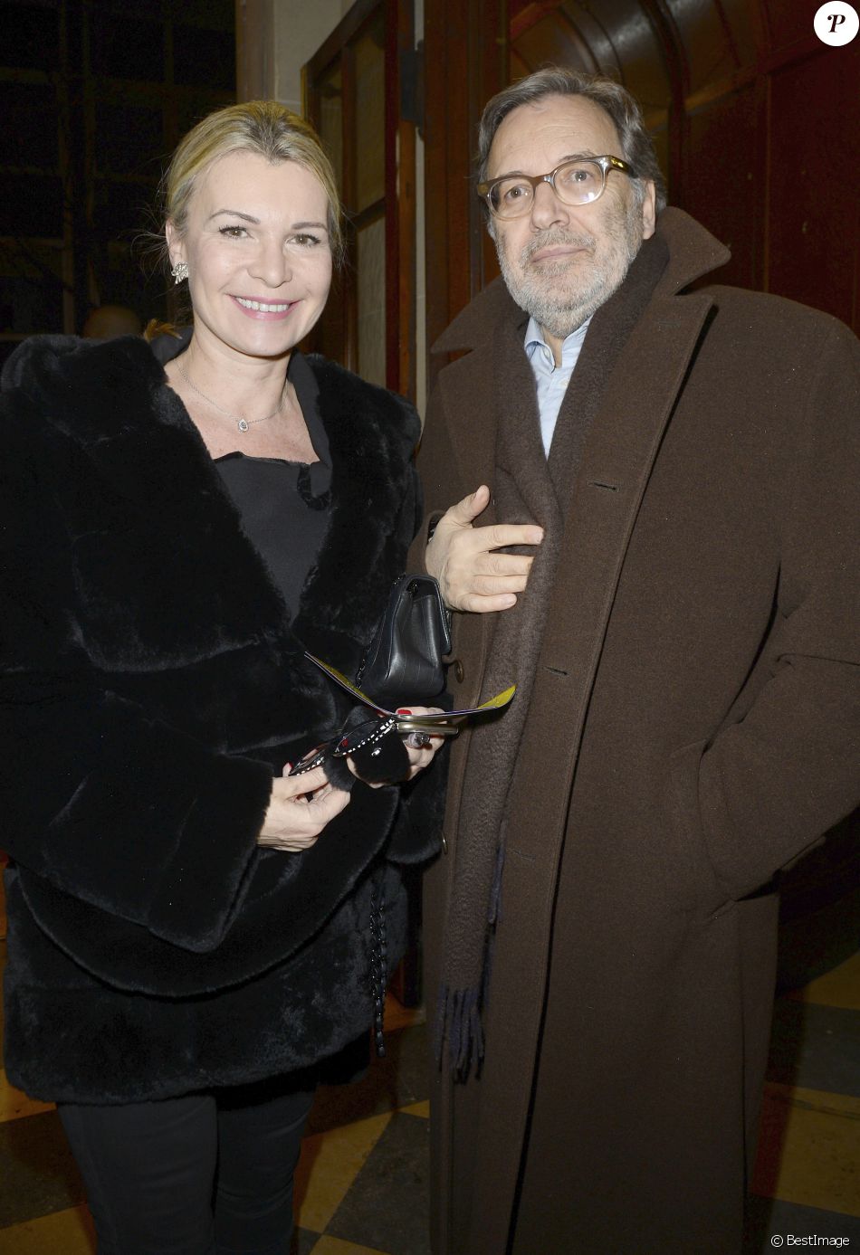 Nonce Paolini et sa femme Catherine Falgayrac - Générale de la pièce &quot;Tout à Refaire&quot; au théâtre de la Madeleine à Paris, le 8 février 2016.