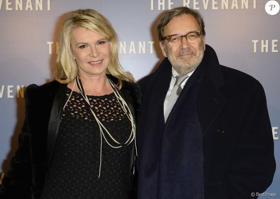 Nonce Paolini et sa femme Catherine Falgayrac - Avant-première du film &quot;The Revenant&quot; au Grand Rex à Paris, le 18 janvier 2016.
