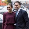 Exclusif - La princesse Victoria et le prince Daniel de Suède arrivant à Radio Suède (Sveriges Radio) à Stockholm, le 18 octobre 2016, pour une visite non officielle.