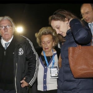 Exclusif - Jacques Vendroux, Bernadette Chirac, Danuta Pieter, Michel Vialay - Match de football caritatif organisé par le Variétés Club de France au profit de l'association "+ de Vie" présidée par Bernadette Chirac et de l'association "Urma" présidée par Laurent Blanc au stade Jean-Paul David à Mantes-la-Jolie le 11 octobre 2016. © Alain Guizard/Bestimage