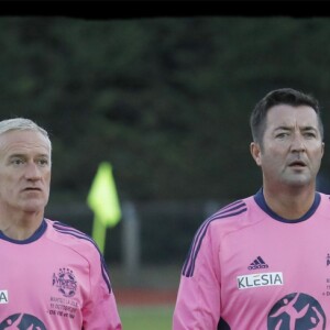 Exclusif - Prix spécial - Didier Deschamps, Karl Olive - Match de football caritatif organisé par le Variétés Club de France au profit de l'association "+ de Vie" présidée par Bernadette Chirac et de l'association "Urma" présidée par Laurent Blanc au stade Jean Paul David à Mantes-la-Jolie le 11 octobre 2016. C'est la première sortie officielle de Bernadette Chirac depuis l'hospitalisation de son mari Jacques Chirac et de sa propre hospitalisation. © Alain Guizard/Bestimage