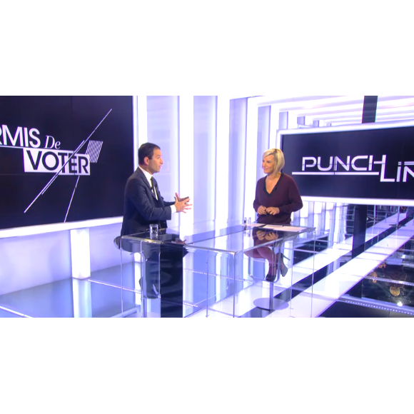 Benoît Hamon face à Laurence Ferrari dans "Punchline" sur C8 le 23 octobre 2016.