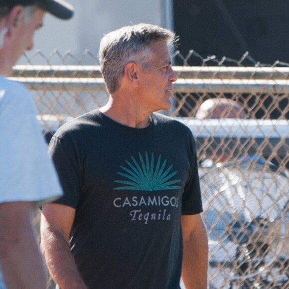 Amal Alamuddin-Clooney et son père Ramzi Alamuddin rendent visite à son mari George Clooney sur le tournage de 'Suburbicon' à Los Angeles, Californie, Etats-Unis, le 21 octobre 2016.