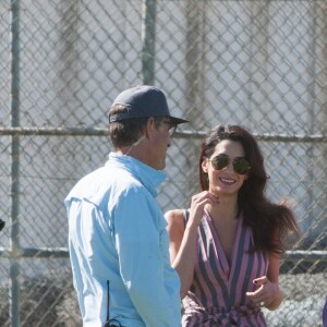 Amal Alamuddin-Clooney et son père Ramzi Alamuddin rendent visite à son mari George Clooney sur le tournage de 'Suburbicon' à Los Angeles, Californie, Etats-Unis, le 21 octobre 2016