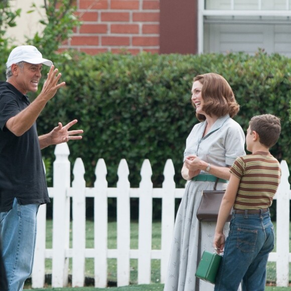 George Clooney et Julianne Moore sur le tournage de 'Suburbicon' à Los Angeles, Californie, Etats-Unis, le 17 octobre 2016.
