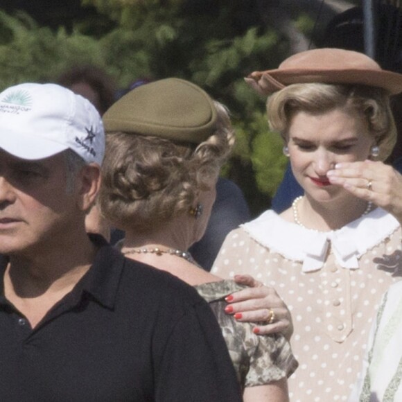 George Clooney et Julianne Moore sur le tournage de 'Suburbicon' à Los Angeles, le 17 octobre 2016