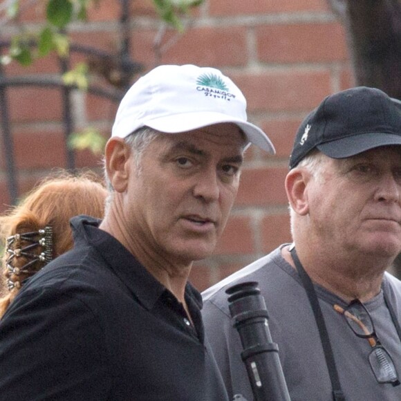Exclusif - George Clooney sur le tournage de 'Suburbicon' à Los Angeles, le 17 octobre 2016