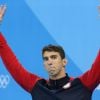 Michael Phelps médaille d'or du 200m masculin quatre nages individuel aux Jeux olympiques de Rio, le 11 août 2016.