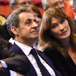 Nicolas Sarkozy et sa femme Carla Bruni-Sarkozy - Nicolas Sarkozy en meeting à la salle Vallier à Marseille pour la campagne des primaires de la droite et du centre en vue de l'élection présidentielle de 2017, le 27 octobre 2016. © Bruno Bébert/Bestimage