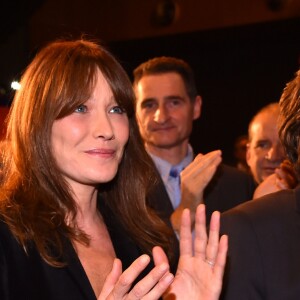 Carla Bruni-Sarkozy - Nicolas Sarkozy en meeting à la salle Vallier à Marseille pour la campagne des primaires de la droite et du centre en vue de l'élection présidentielle de 2017, le 27 octobre 2016. © Bruno Bébert/Bestimage