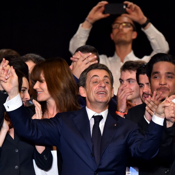 Nicolas Sarkozy en meeting à la salle Vallier à Marseille pour la campagne des primaires de la droite et du centre en vue de l'élection présidentielle de 2017, le 27 octobre 2016. © Bruno Bébert/Bestimage