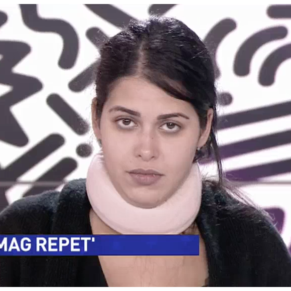 Ayem Nour n'apprécie pas de voir des images d'elle peu flatteuses être diffusées en direct. Emission le "Mad Mag" sur NRJ12. Le 28 octobre 2016.