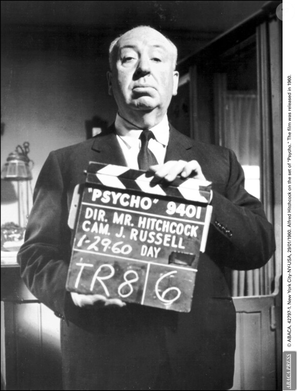 Alfred Hitchcock sur le tournage de Psycho le 29 janvier 1960  © ABACA