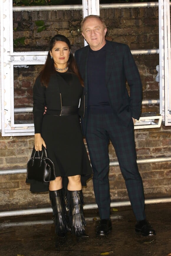 Salma Hayek et son mari François-Henri Pinault - Présentation Stella McCartney (collections croisière 2017 et pour hommes) aux Abbey Road Studios. Londres, le 10 novembre 2016.