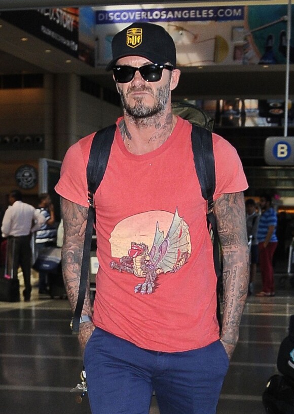 David Beckham arrive à l'aéroport de LAX à Los Angeles pour prendre l’avion, le 27 septembre 2016