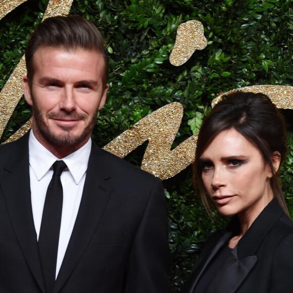 David Beckham et sa femme Victoria Beckham au British Fashion Awards 2015 à Londres, le 23 novembre 2015