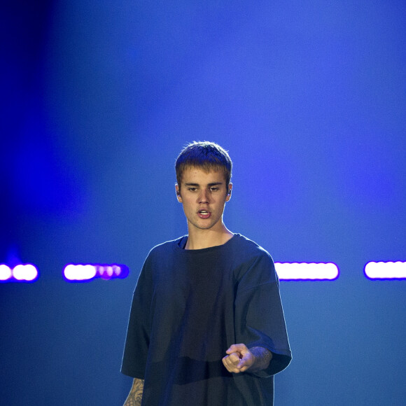 Justin Bieber en concert à Amsterdam dans la cadre de sa tournée "Purpose World Tour", le 8 octobre 2016.