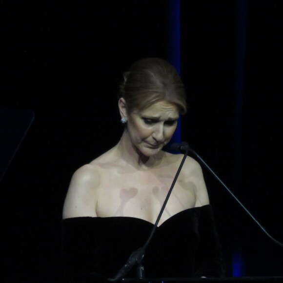 Céline Dion assiste à la cérémonie en hommage à son mari René Angélil, intitulée "Celebration of Life" avec son fils aîné René-Charles au Caesars Palace de Las Vegas le 3 février 2016.