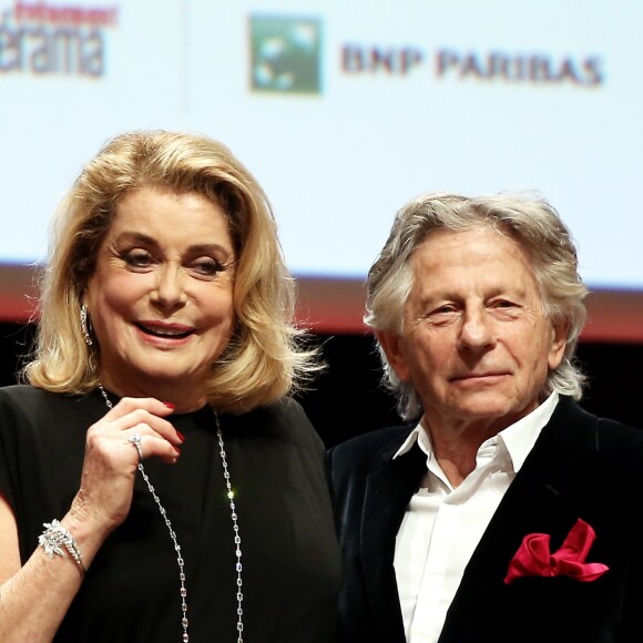 Catherine Deneuve, Roman Polanski - Remise du Prix Lumière 2016 à Catherine Deneuve lors du 8e Festival Lumière à Lyon. Le 14 octobre 2016 © Dominique Jacovides / Bestimage