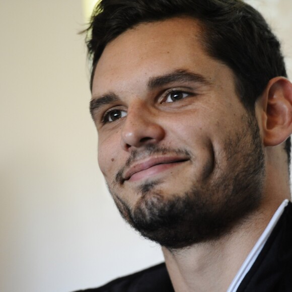 Le champion olympique de natation Florent Manaudou lors d'une conférence de presse annonçant son arrivée au sein de l'équipe de handball National 2 du PAUC (Pays d'Aix Université Club) à Aix-en-Provence, le 14 novembre 2016. © Eric Etten/Bestimage