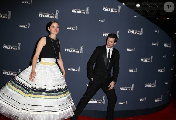 Guillaume Canet et Marion Cotillard - Photocall de la 40e cérémonie des César au théâtre du Châtelet à Paris. Le 20 février 2015