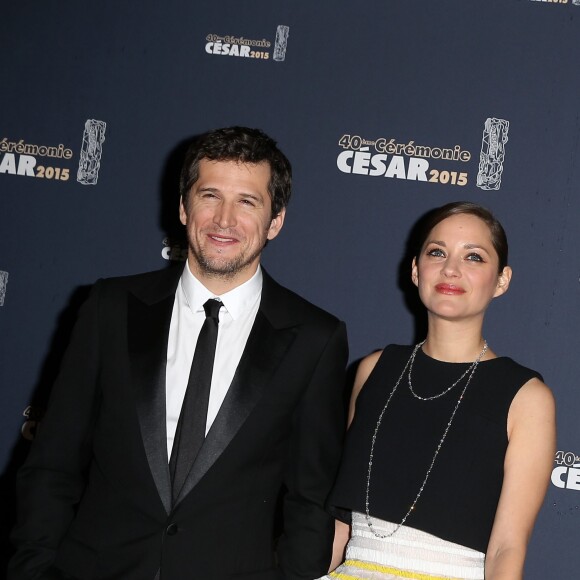 Guillaume Canet et Marion Cotillard - Photocall de la 40e cérémonie des César au théâtre du Châtelet à Paris. Le 20 février 2015