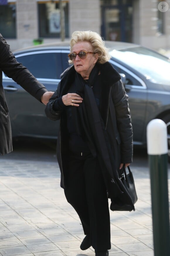 Exclusif - Bernadette Chirac - Obsèques de Jean-Bernard Raimond en l'église Saint Pierre à Neuilly-sur-Seine, le 11 mars 2016.