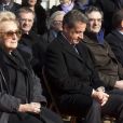 Bernadette Chirac, Nicolas Sarkozy et Patrick Devedjian lors de l'inauguration de la place Charles Pasqua à Le Plessis-Robinson, le 12 mars 2016.