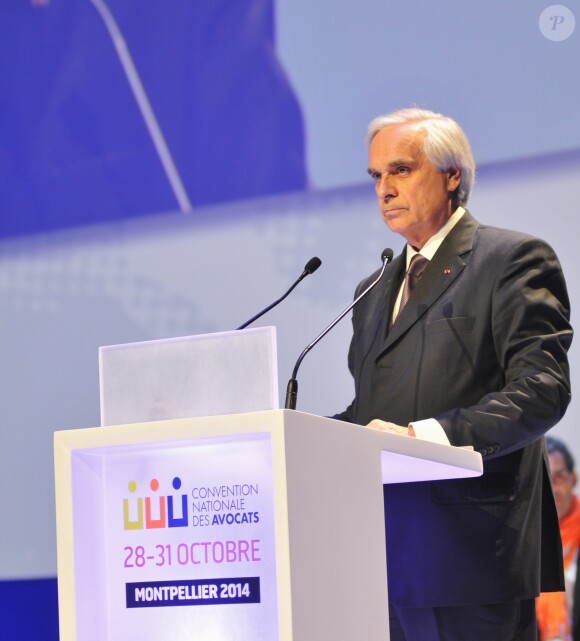 Jean-Marie Burguburu, président du Conseil national des barreaux lors de la 6ème Convention Nationale des Avocats à Montpellier, le 30 octobre 2014. Il a été élevé à la dignité de grand officier.