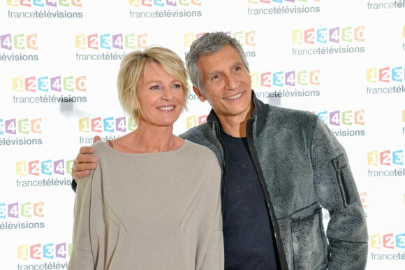 Sophie Davant et Nagui à la conférence de presse du Téléthon 2016 dans les locaux de France 2 à Paris le 26 octobre 2016. © Coadic Guirec / Bestimage