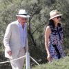 Rupert Murdoch quitte le club 55 après le déjeuner d'anniversaire de sa fille Chloe Murdoch avec sa femme Jerry Hall, son ex-femme Wendi Deng à Saint-Tropez, France, le 17 juillet 2016.
