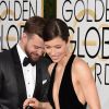 Justin Timberlake et Jessica Biel adorables lors des Golden Globe Awards à Beverly Hills, Los Angeles, le 8 janvier 2017.