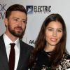Justin Timberlake et sa femme Jessica Biel lors de la première du film "Book of Love" au Grove à Los Angeles, Californie, Etats-Unis, le 10 janvier 2016.