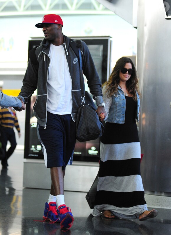 Lamar Odom et Khloé Kardashian arrivent à l'aéroport JFK de New York le 19 juin 2012.