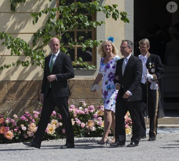Fredrik Reinfeldt, Jan et Anette Dinkelspiel - Baptême de la princesse Leonore à Stockholm en Suède le 8 juin 2014.