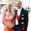 Ulf Dinkelspiel et son épouse Louise lors du mariage de leur fils Jan Dinkelspiel avec Ellen Stendahl, amie de la princesse Madeleine de Suède, à Stockholm le 29 août 2009.