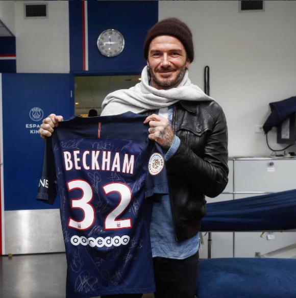David Beckham de passage au camp des Loges. Photo postée sur Instagram le 23 janvier 2017.