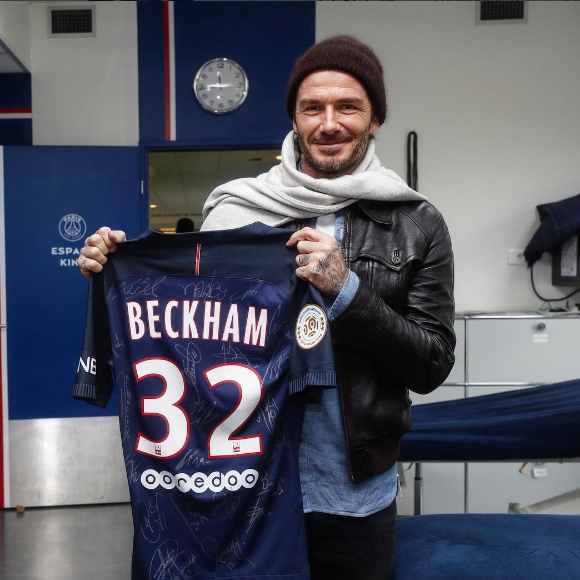 David Beckham de passage au camp des Loges. Photo postée sur Instagram le 23 janvier 2017.