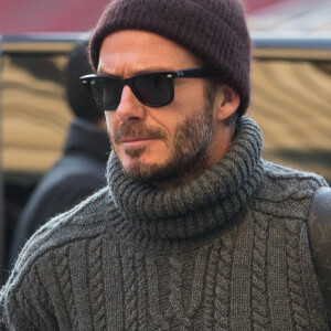 David Beckham quitte le défilé Louis Vuitton et se rend à la gare du Nord à Paris le 19 janvier 2017.