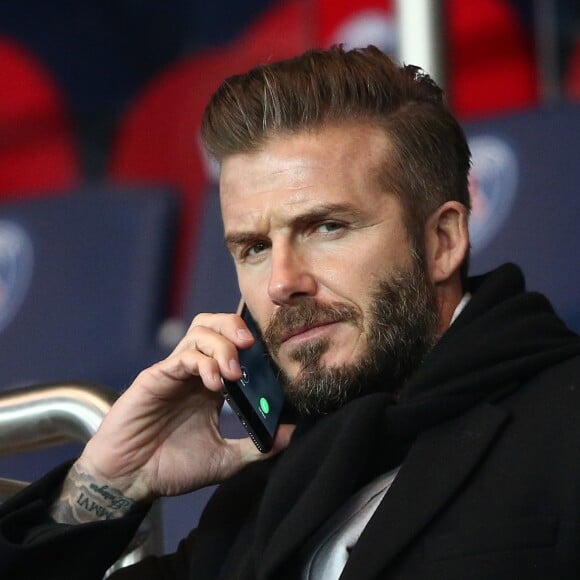 David Beckham - Match de l'équipe du Paris Saint Germain (PSG) contre l'équipe de Chelsea pour la 8e de finale aller de Ligue des champions au Parc des Princes à Paris, le 17 février 2015.